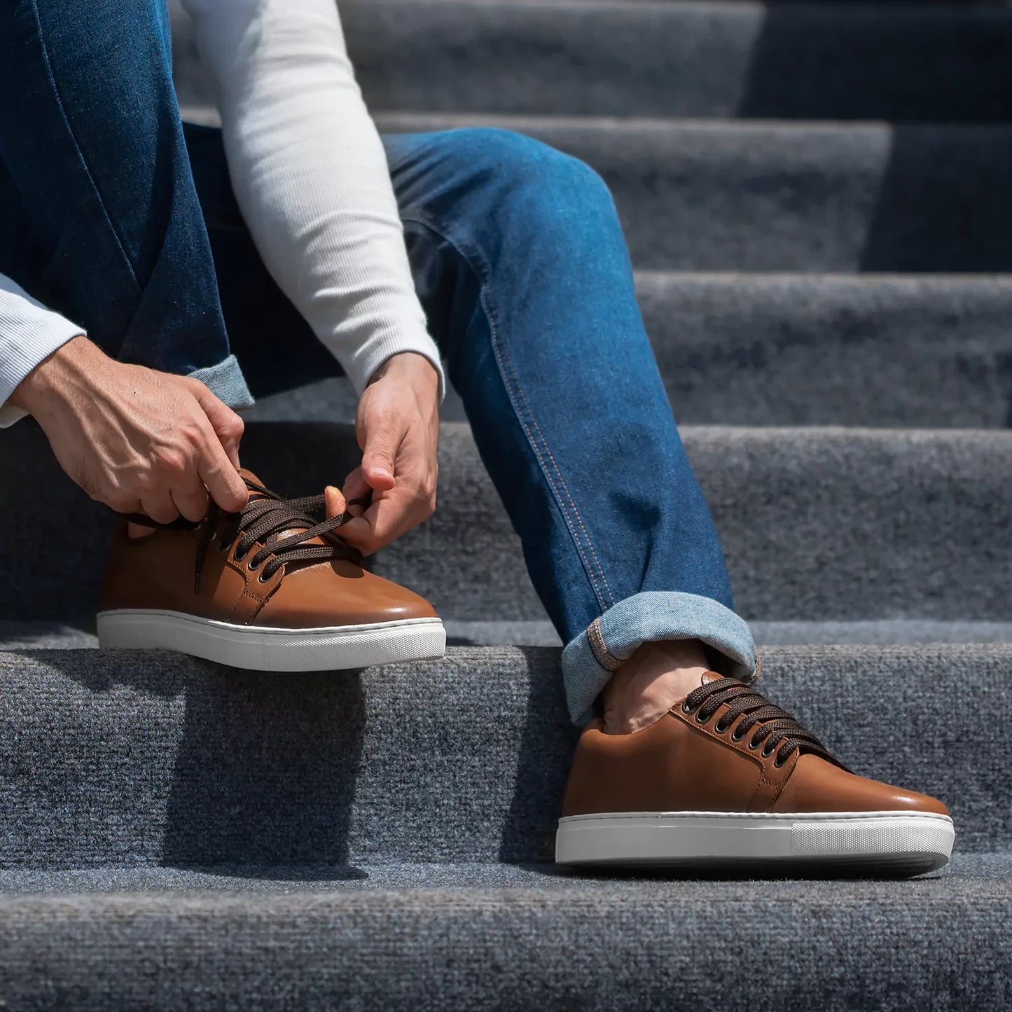 Murphy Low Top Tan Leather Sneakers