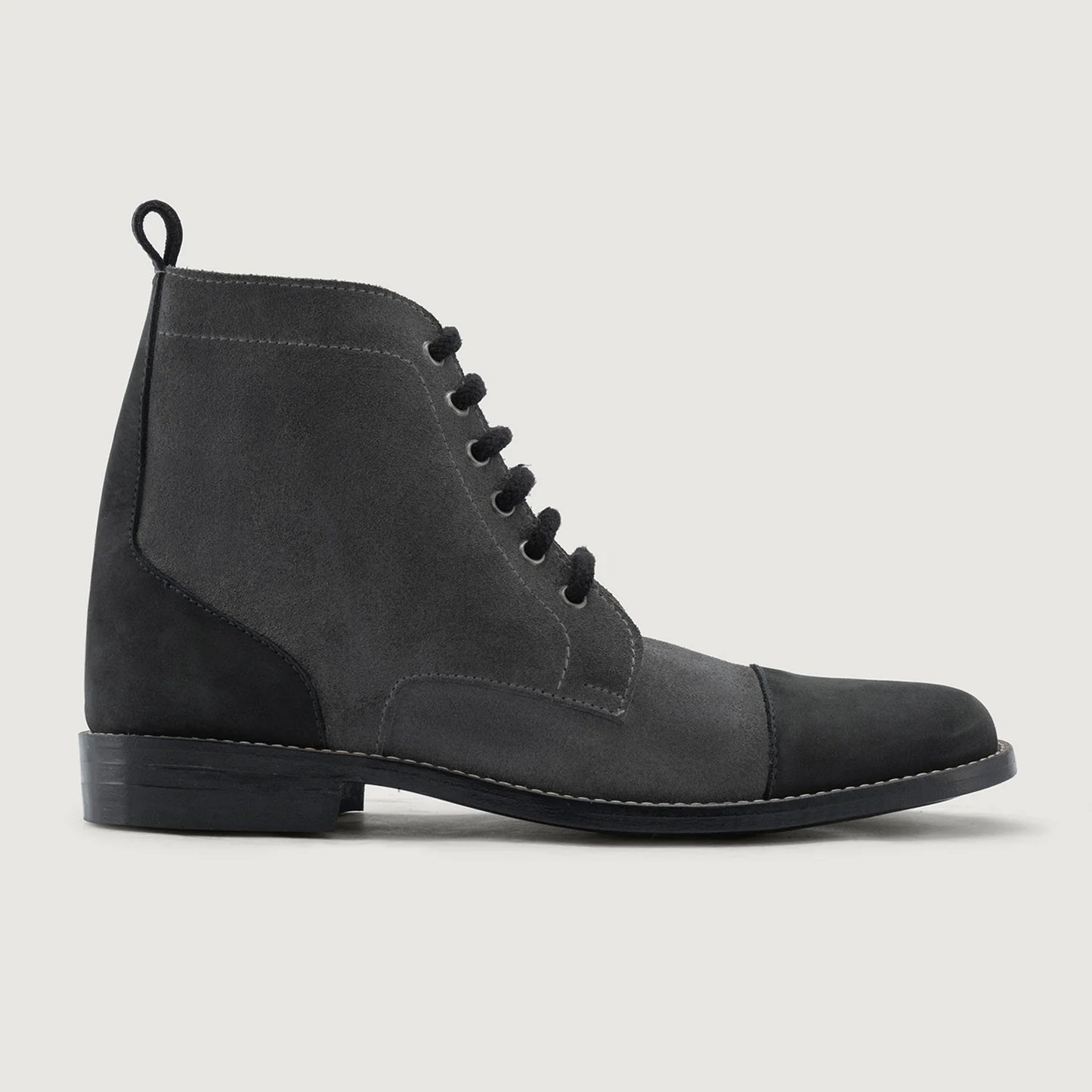 Knight Derby Grey & Black Leather Boots - StudGuard
