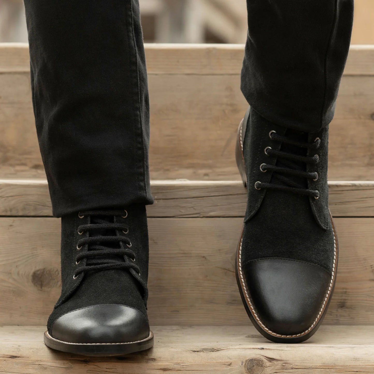 Knight Derby Hybrid Black Leather Boots - StudGuard