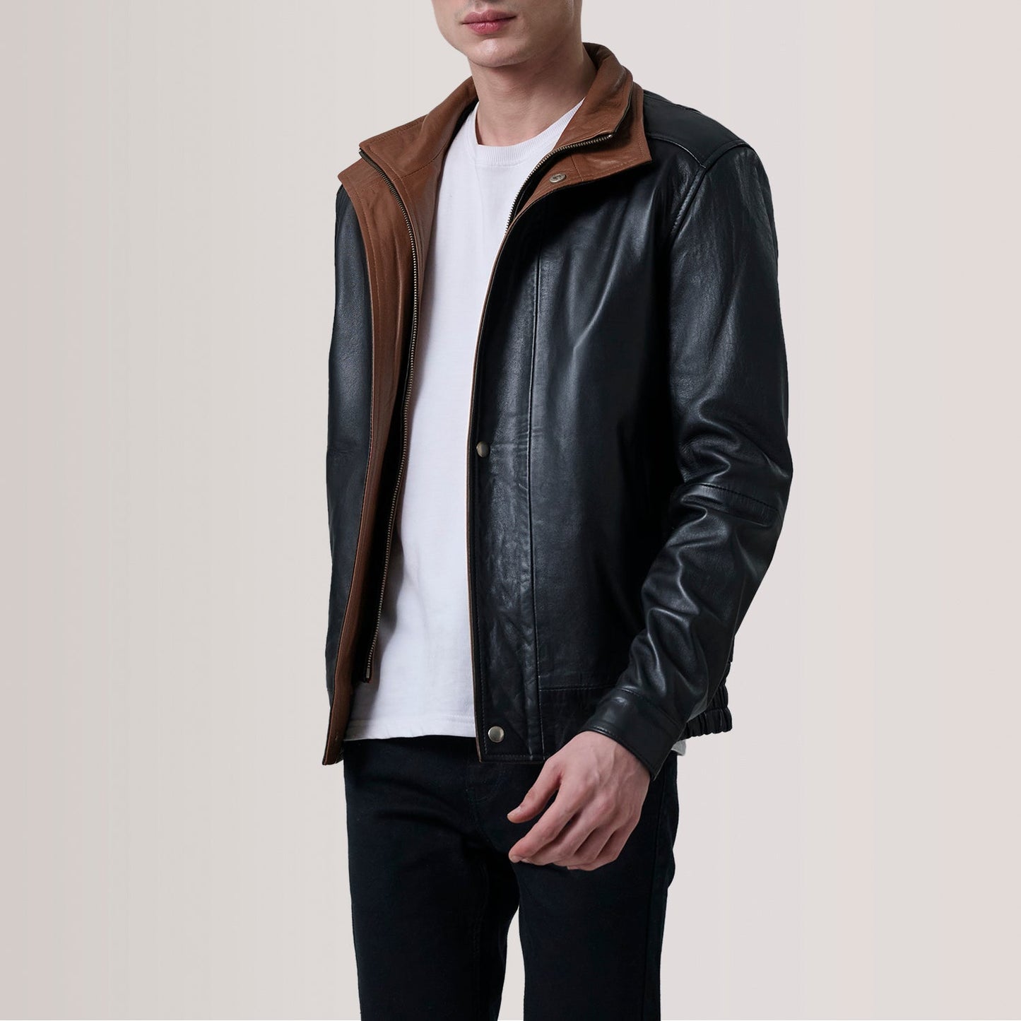 Alfred Black Leather Bomber Jacket