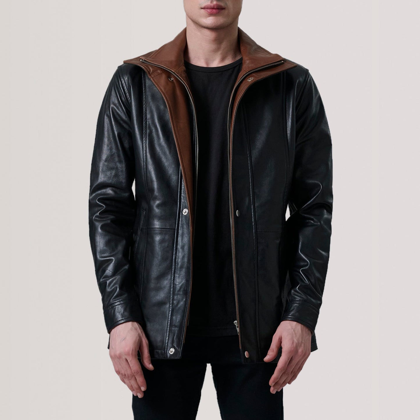 Connor Black Leather Coat