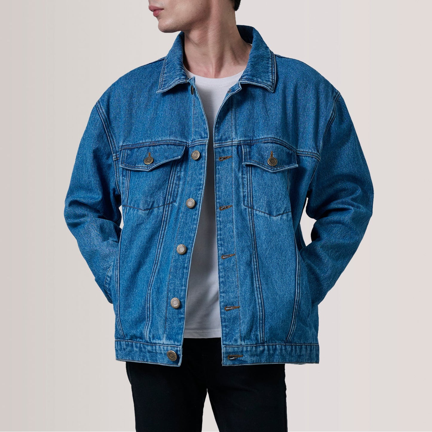 Eddie Dark Blue Oversized Denim Trucker Jacket