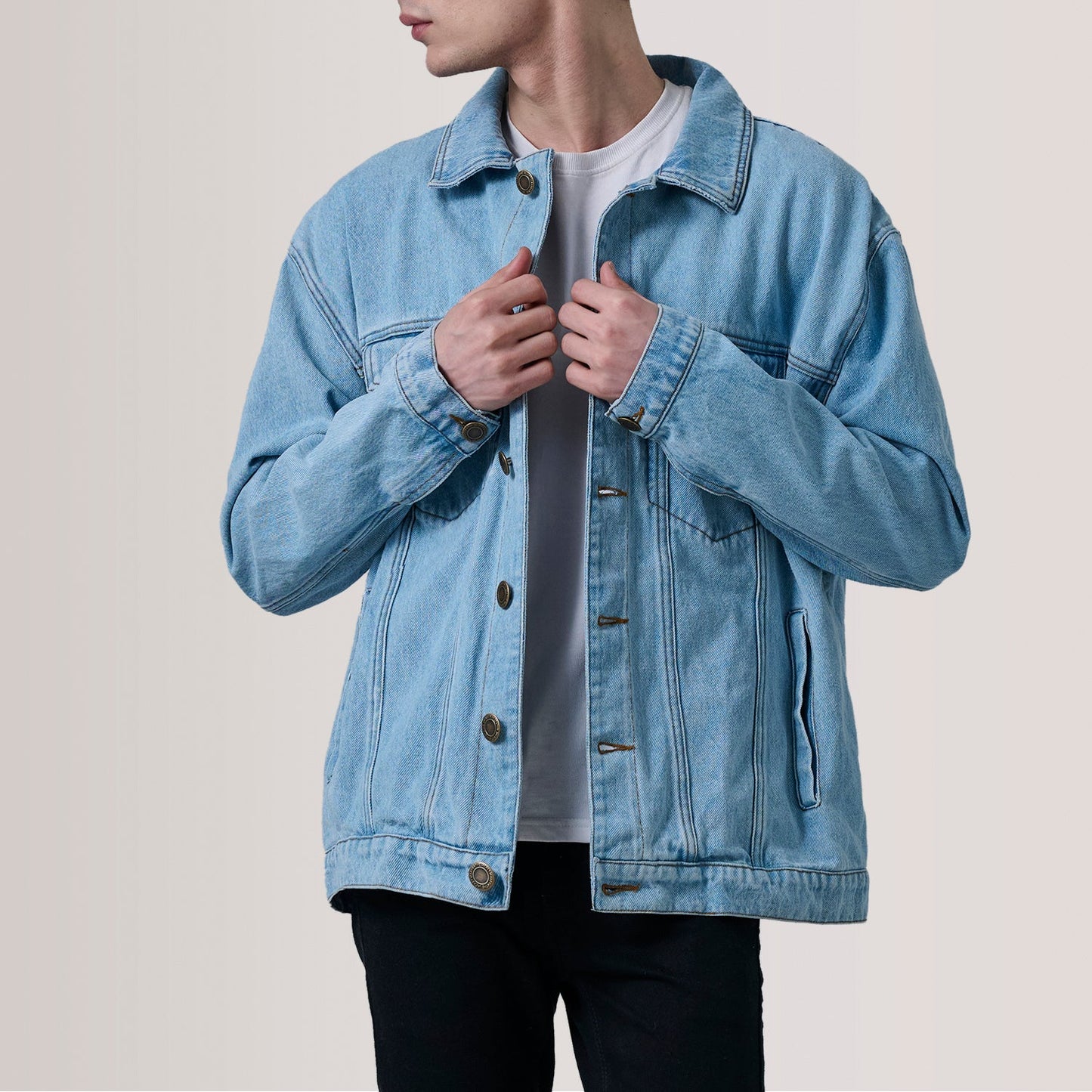 Eddie Light Blue Oversized Denim Trucker Jacket