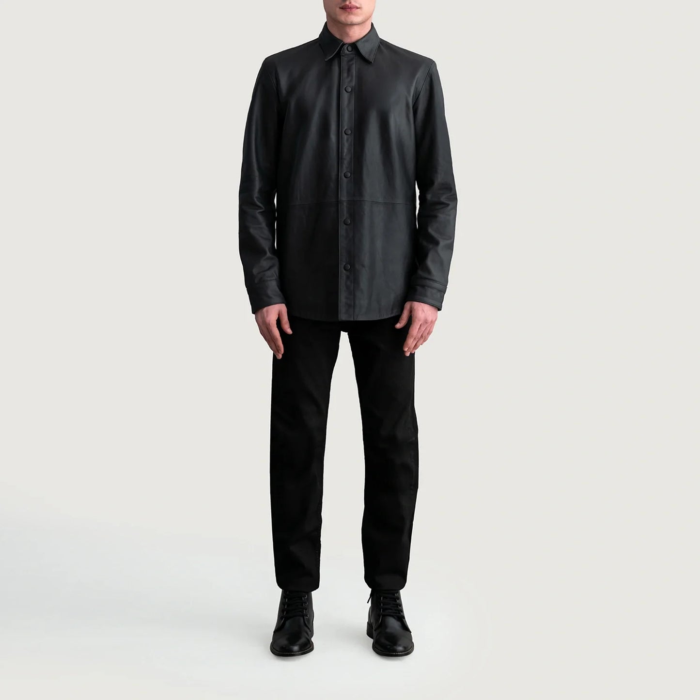 Haven Matte Black Leather Shirt