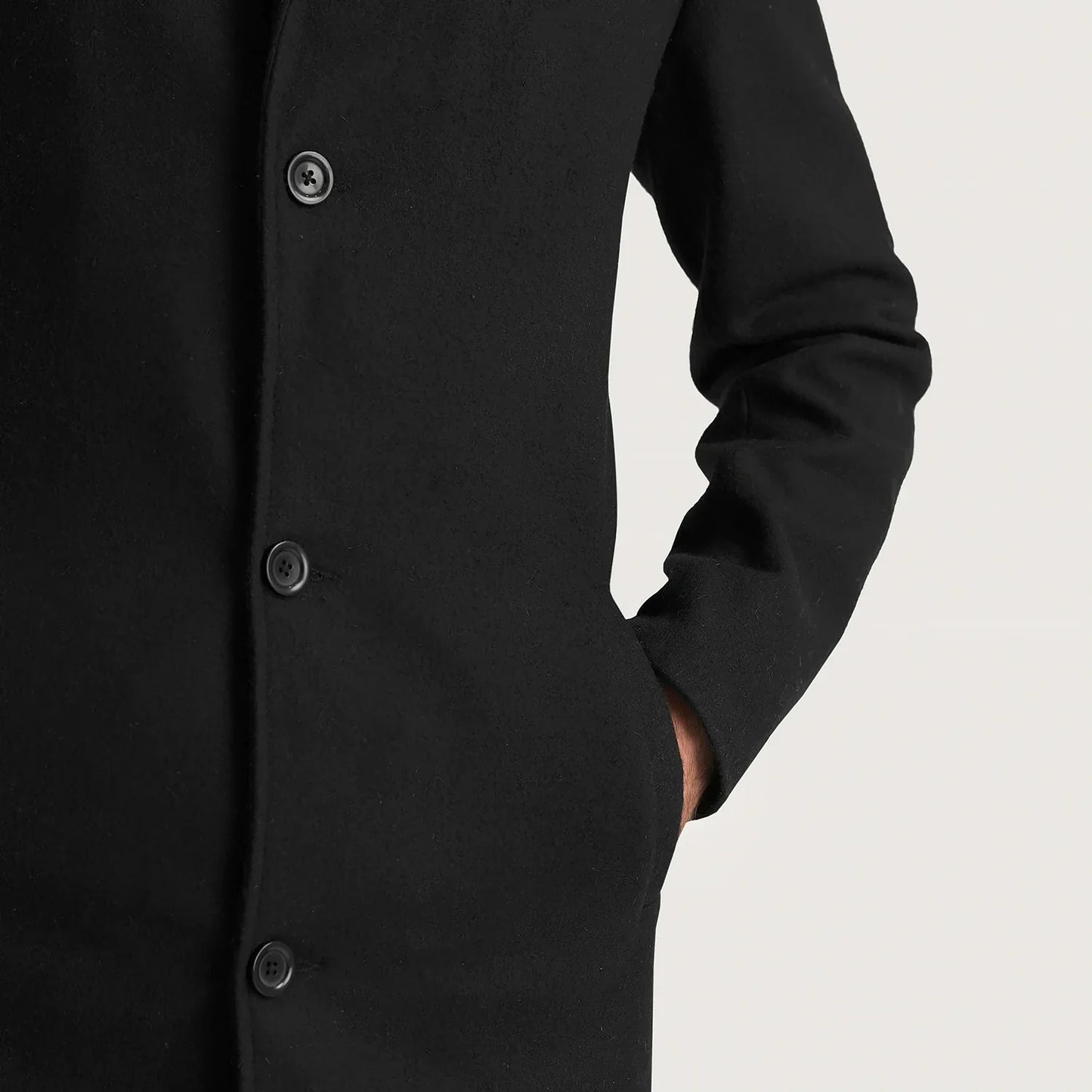 Petrillo Black Wool Single Breasted Coat