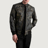 Sven Distressed Brown Leather Bomber Jacket