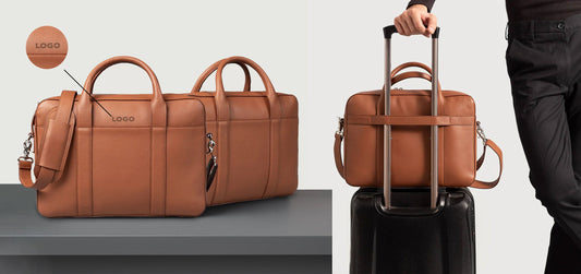 Custom Captain Midnight Blue Leather Briefcase (all colors) with custom LOGO