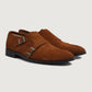 Boston Double Monk Strap Brown Suede Leather Shoes
