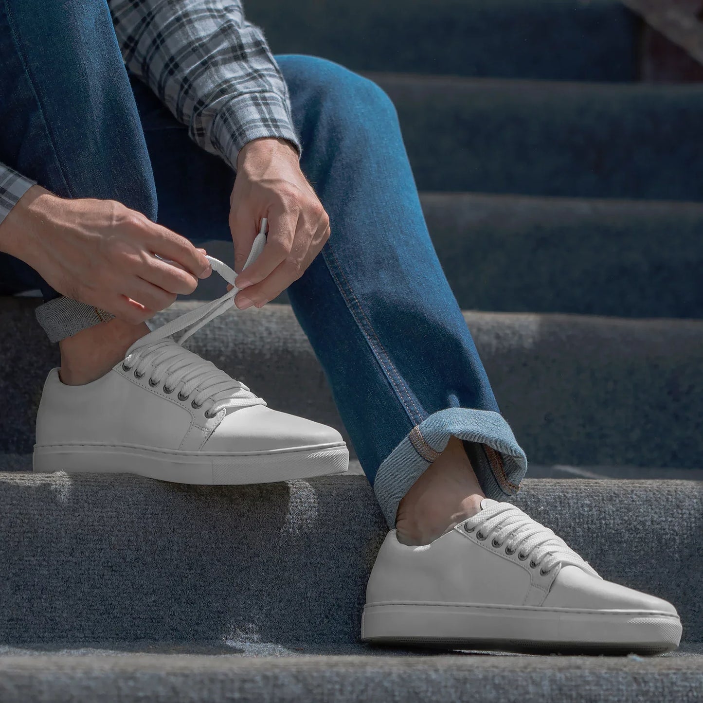 Murphy Low Top White Leather Sneakers