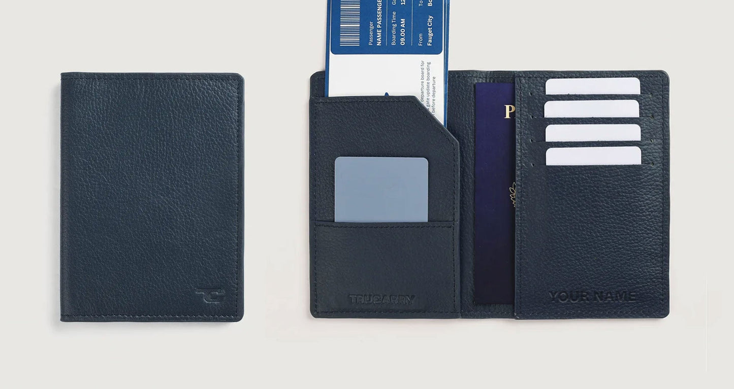 Personalized Travel Leather Wallet With Name/Initials Engraving - Add On