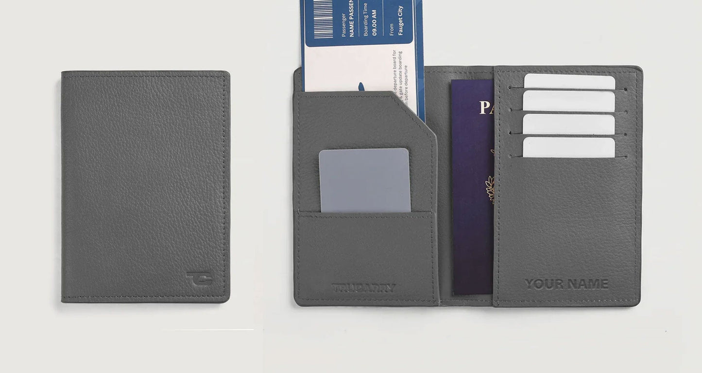 Personalized Travel Leather Wallet With Name/Initials Engraving - Add On