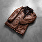 Cinnamon Distressed Leather Fur Coat