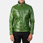 Darren Distressed Green Leather Biker Jacket
