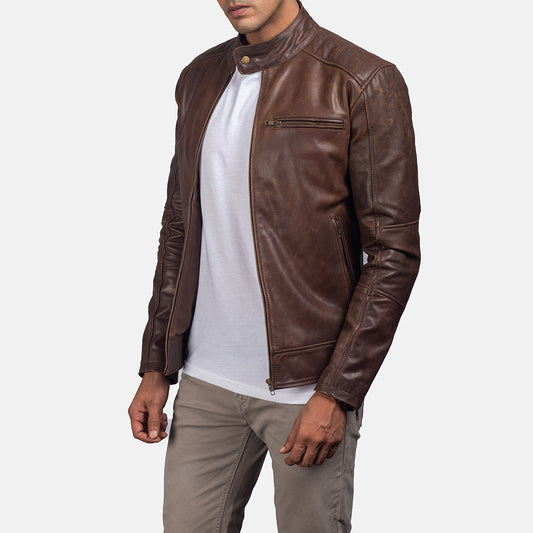 [FS] Dean Brown Leather Biker Jacket