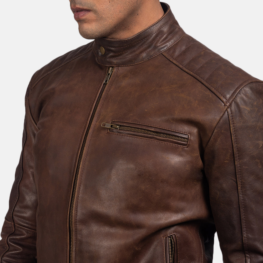 [FS] Dean Brown Leather Biker Jacket
