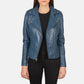 Flashback Blue Leather Biker Jacket
