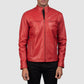 Ionic Red Leather Biker Jacket