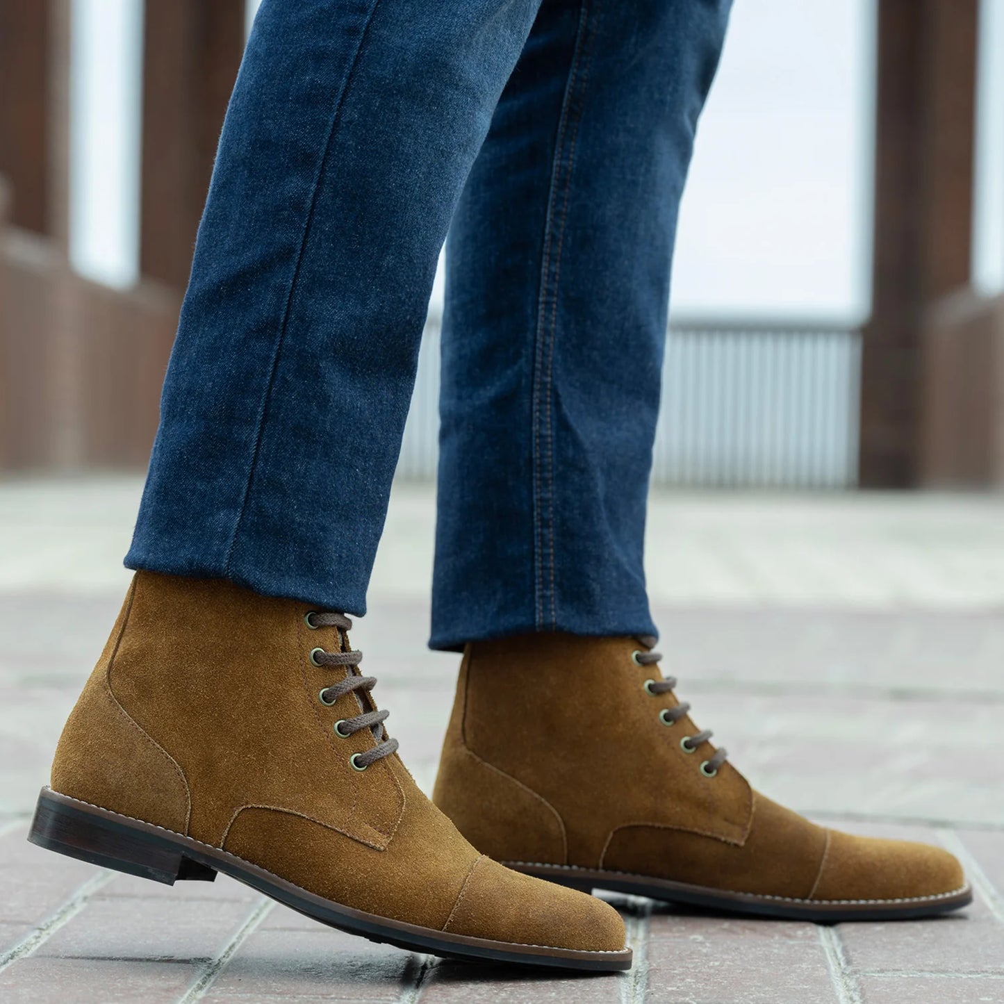 Knight Derby Brown Suede Leather Boots - StudGuard