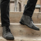 Knight Derby Grey & Black Leather Boots - StudGuard