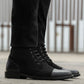 Knight Derby Hybrid Black Leather Boots - StudGuard