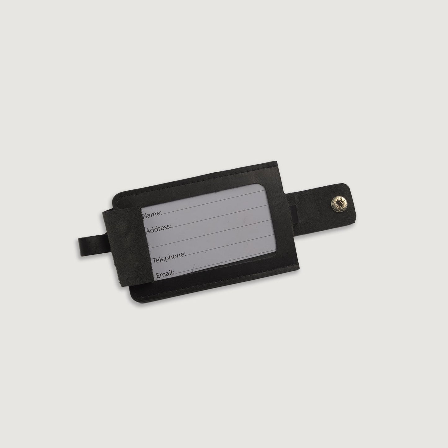 Lumen Black Leather Luggage Tag
