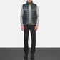 Reeves Blue Leather Puffer Vest