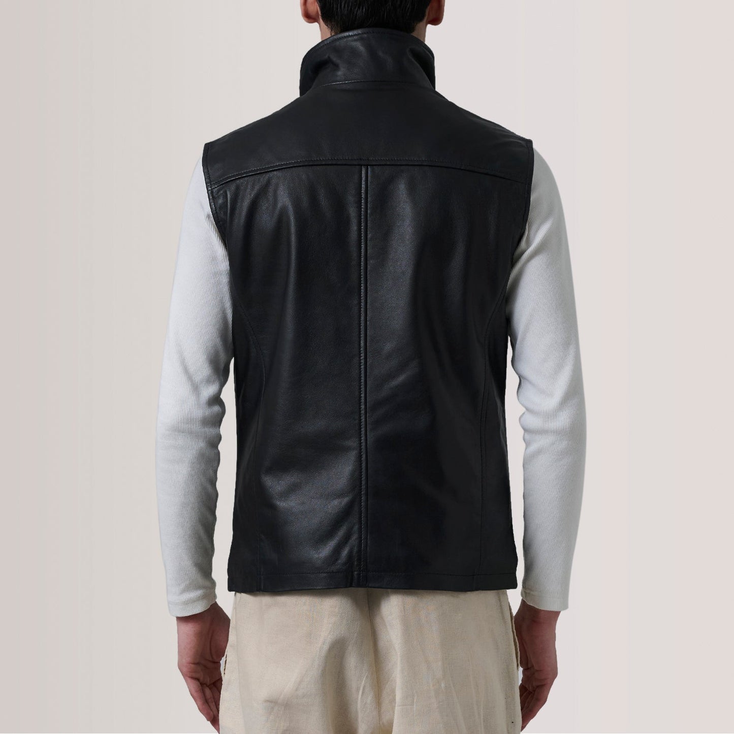 Zane Black Leather Vest