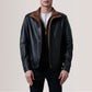 Alfred Black Leather Bomber Jacket