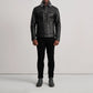Dallis Black Leather Shearling Trucker Jacket