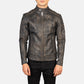 Fernando Quilted Distressed Brown Leather Biker Jacket