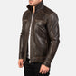 Hudson Brown Leather Biker Jacket