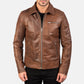 [FS] Lavendard Brown Leather Biker Jacket