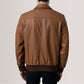 Lester Tan Leather Bomber Jacket