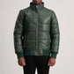 Lucas Green Leather Puffer Bomber Jacket