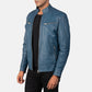 Mack Blue Leather Biker Jacket