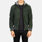 Nintenzo Green Hooded Suede Bomber Jacket