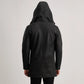 Nolan Distressed Black Leather Duffle Coat