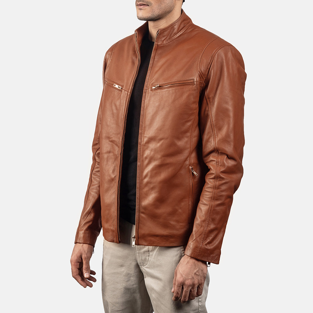 [FS] Ionic Brown Leather Biker Jacket