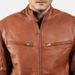 [FS] Ionic Brown Leather Biker Jacket