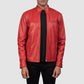 Ionic Red Leather Biker Jacket