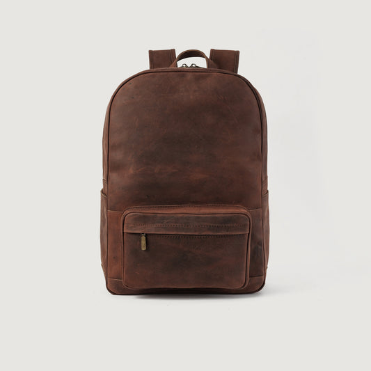 The Philos Vintage Distressed Brown Leather Backpack