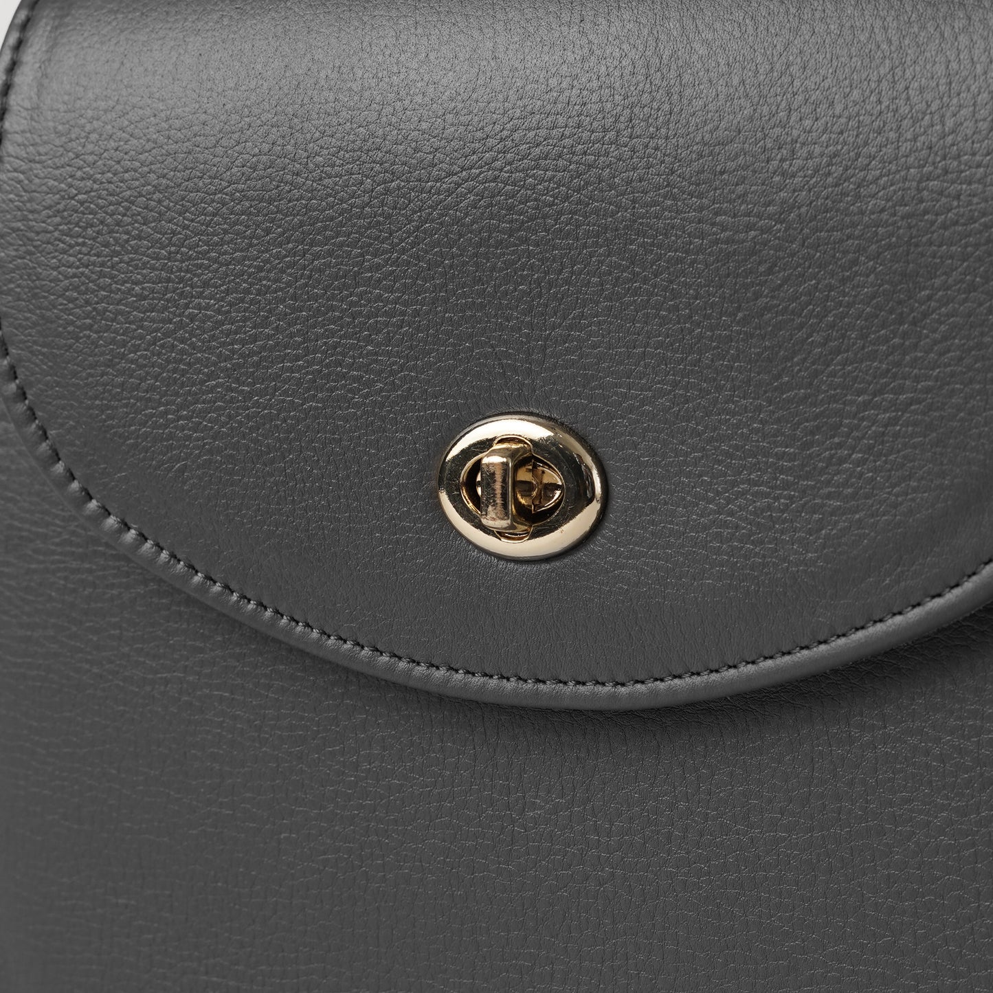 The Sandra Grey Leather Saddle Bag