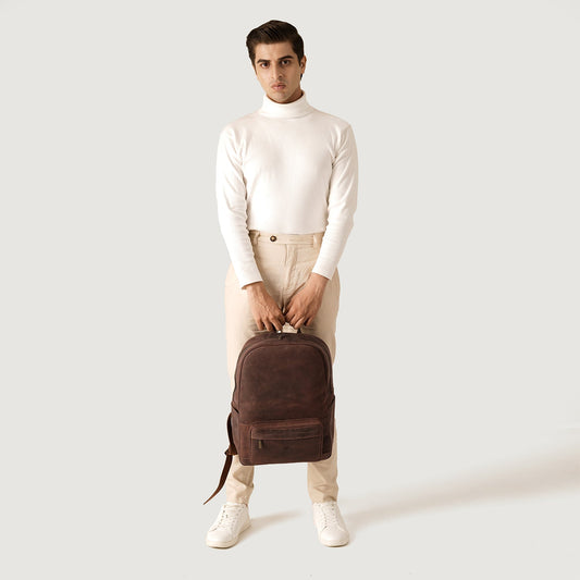 The Philos Vintage Distressed Brown Leather Backpack