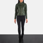 Adalyn Quilted Green Leather Biker Jacket