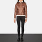 Fiona Brown Hooded Shearling Leather Jacket