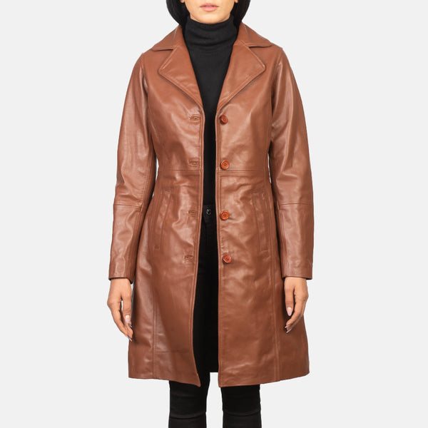 Alexis Brown Single Breasted Leather Coat SH648
