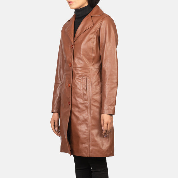 Alexis Brown Single Breasted Leather Coat SH648
