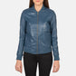 Bliss Blue Leather Bomber Jacket