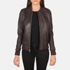 Bliss Maroon Leather Bomber Jacket