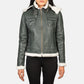 Fiona Green Hooded Shearling Leather Jacket